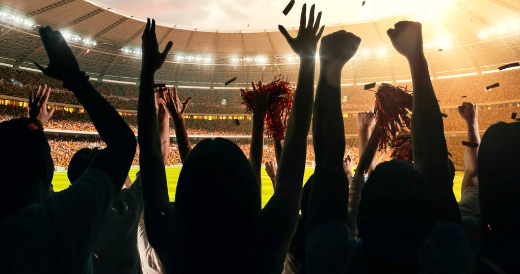 Fans cheering for sports team